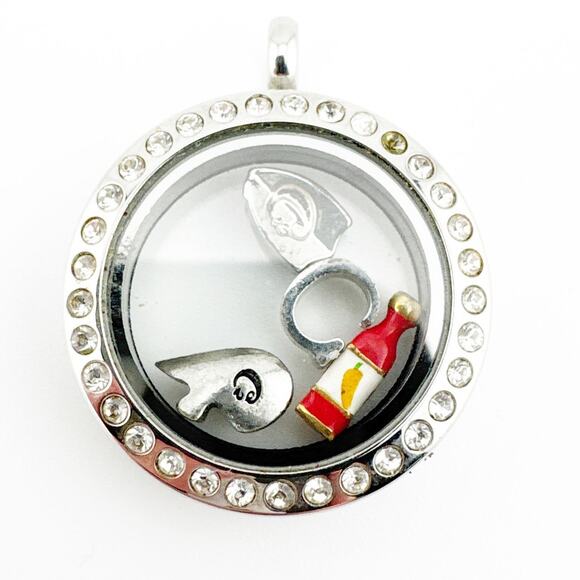 Origami‎ Owl Living Locket Pendant Silver Rhinestone Floating Charms - Picture 4 of 10